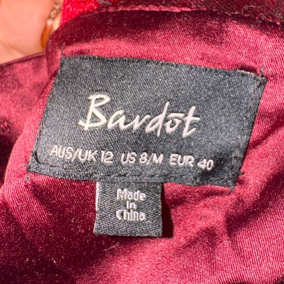 Bardot Bella Velvet Dress in Cabernet - Picture 2 of 2